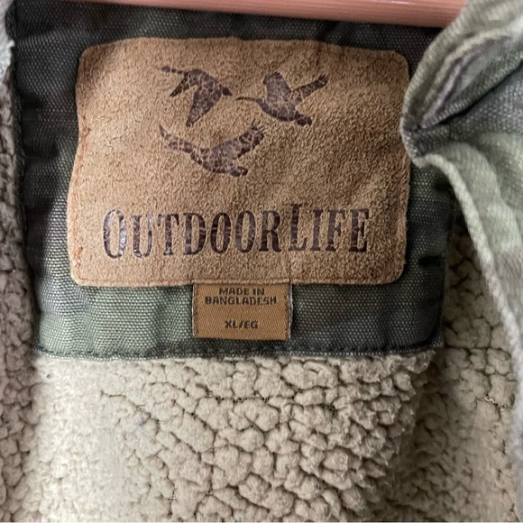 [Outdoor Life] Men's Camo Print Button Down Thrashed Sherpa Lined Barn Jacket - Picture 5 of 7